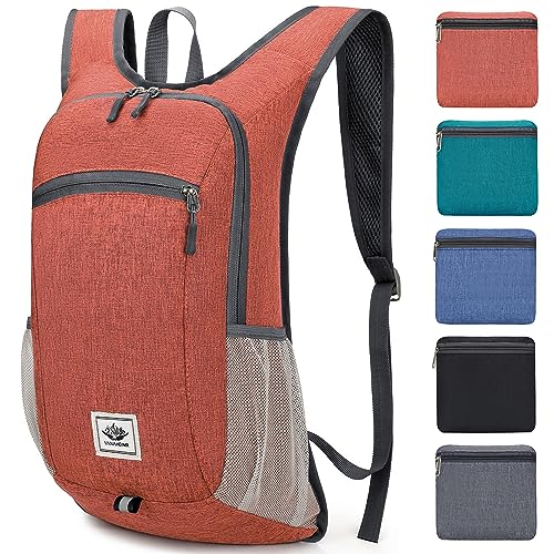 Esup 15L Lightweight Hiking Backpack Foldable Small Travel Backpack Packable Camping Backpack for Women Men (Dark Orange) - color: Dark Orange