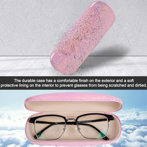 Joyberg Glasses Case, 2 Pack Eyeglass Case with Cleaning Cloth, Glasses Case Hard Shell Fits Most Glasses - color: Bright Pink
