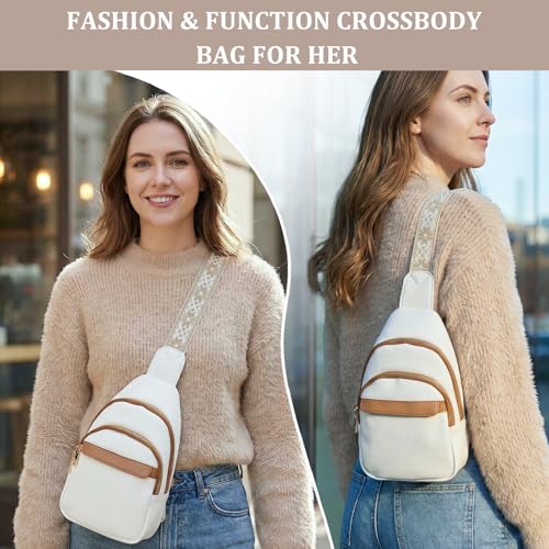 Crossbody Bags for Women Sling Bag Anniversary Birthday Gifts for Girlfriend Wife Her Fanny Pack Chest Anti Theft Purse Christmas Small Gifts for Mom Secret Santa Gift Ideas Mothers Day - color: White