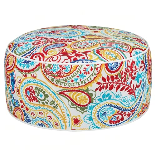 Inflatable Outdoor Ottoman,20"x9" Portable Patio Pouf,Water Resistant,Fade-Resistant,Round Blow Up Footrest Stools for Home Garden Camping Travel(Phoenix) - color: Phoenix