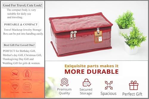 atorakushon Satin Makeup Pouches Cosmetic Necklace Earrings Jewellery Organizer For Women Maroon (Maroon) - color: Maroon