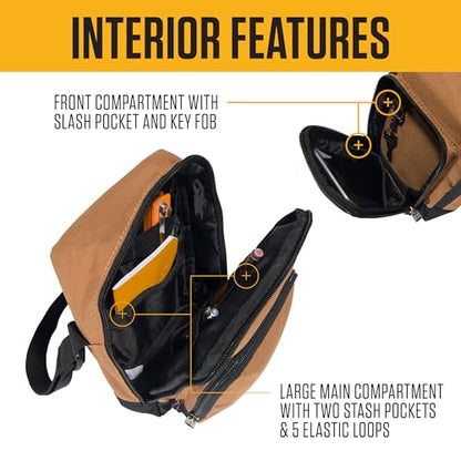 Carhartt Crossbody Zip Bag, Durable, Adjustable Crossbody Bag with Zipper Closure for Men and Women - color: Essential Crossbody Bag (Carhartt Brown), size: One Size