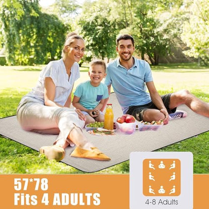 G GOOD GAIN Picnic Blankets Waterproof Extra Large - Outdoor Blanket Sand Free Foldable with Carry Strap for Beach, Camping, Park Grass, Hiking, Travel, Concerts, Indoor (Sand Yellow) - color: Sand Yellow