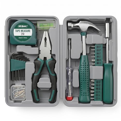 Hi-Spec Small Tool Kit Compact Set for Home and Office DIY, 25-Piece Green Mini Tool Box for Basic Household Repairs, Starter Toolkit in a Portable Toolbox Case. - color: Green, size: 25 Piece