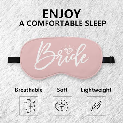 Bride Silk Eye Mask for Sleeping, Bride Eye Mask,Bridal Shower Gifts Blindfold Adjustable Strap Night Sleep Mask for Bride Groom, Engagement Wedding Gifts Sleeping Mask Eye Cover - color: Pink Bride