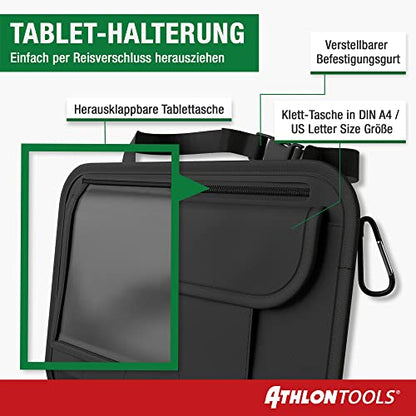 ATHLON TOOLS car seat organizer with integrated tablet holder - Reinforced back - with extra pen pocket - for business and children - Designed in Germany