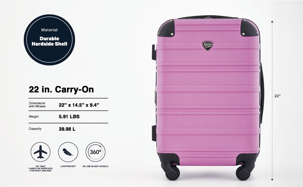 Travelers Club Phoenix Luggage, Mulberry, 22-Inch Carry-On - color: Mulberry, size: 22" Carry-On