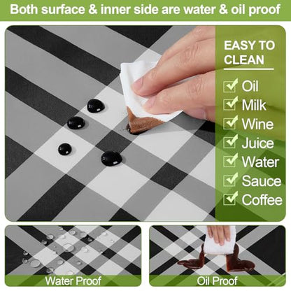 Picnic Table Cover with Bench Covers 6FT 3 Pcs Waterproof Windproof Aesthetic Camping Tablecloth with Drawstring Bag, Fitted for 6 Foot Rectangle Tables and Seats, 72 inch, Black Grey Checkered - color: Black Grey Checkered