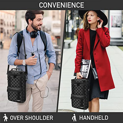 opux Wine Bag 2 Bottle Wine Tote Carrier, Insulated Wine Cooler Bag for Travel Picnic, Leakproof Portable Bottle Padded Case, Wine Gifts For Women Men Wine Lovers Christmas, Black - color: Black