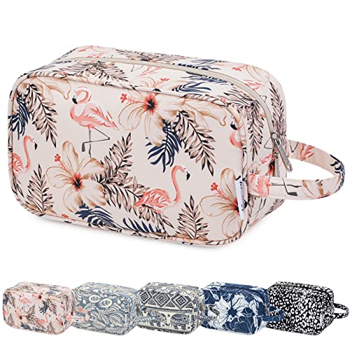 Narwey Travel Toiletry Bag for Women Traveling Dopp Kit Travel Bag for Toiletries Cosmetic Bag Makeup Bag Medicine Bag for Traveling (Beige Flamingo) - color: B-Beige Flamingo