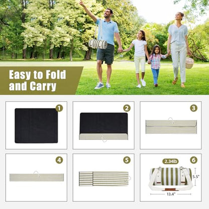 G GOOD GAIN Waterproof Picnic Blanket, 79"x79" Extra Large Beach Mat for 6 to 8 Adults, Machine Washable Outdoor Blanket for Camping, Grass, Park, Camping, Concerts, MiddleGreen - color: Middlegreen