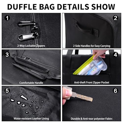 Urbanstand 52 Inch Extra Large Duffle Bag for Travel, Sports Gear Storage Bag with 2-way Lockable Zippers, Long Duffel Bag for Tent Camping tripod (Black 52inch 2Pack) - color: Black, size: 52inch 2Pack