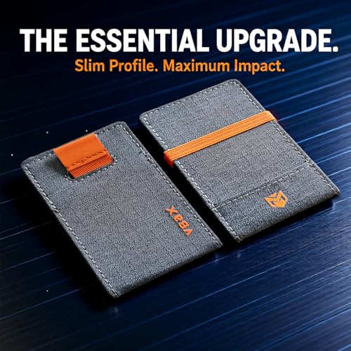RFID Minimalist Slim Wallet for Men and Women, Holds Up to 12 Cards, Cash, Key Thin and Lightweight Credit Card Holder (Grey Microfiber – Ember Edition) - color: Grey Microfiber – Ember Edition