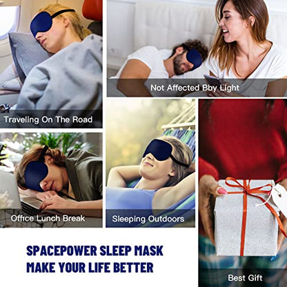 Silk Eye Mask with Adjustable Strap, Satin Blackout Sleeping Mask for Men&Women, Comfortable Blindfold Eyeshade for Night Sleep(Blue) - color: Blue