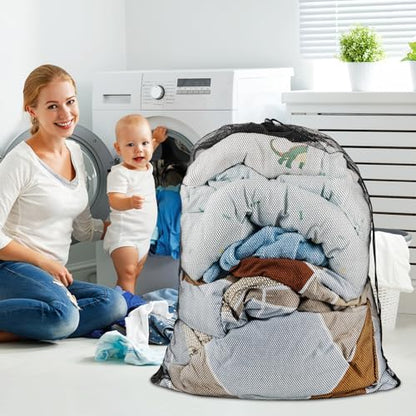 Large Mesh Laundry Bags: 2 Pack 24" x 36" Heavy Duty Soft Breathable Machine Washable for College Dorm Travel Family Use Black - color: Black