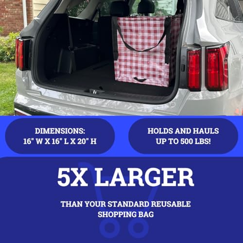 DURASACK Heavy Duty Storage Tote Bag 22-Gallon Rugged Woven Polypropylene Moving Bag, Reusable Self-Standing Design, Holds up to 500 Pounds, Pack of 4, Gingham Red - color: Gingham Red, size: Pack of 4