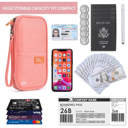 VanFn RFID Travel Passport Wallet, Family Passport Holder, Trip Document Organizer P.Travel Series - color: Pure Pink