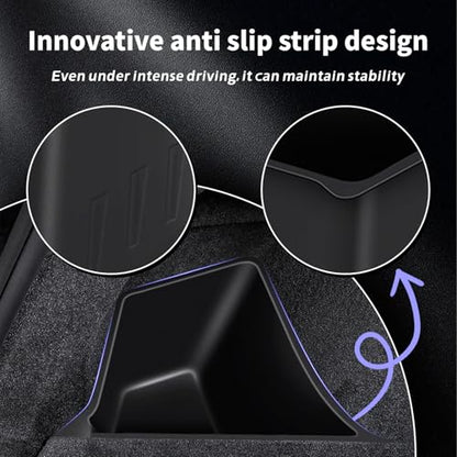 2025 2026 Model Y Juniper Trunk Storage Bins, 2PCS | TPE Waterproof, Anti Slip Strips, Original Suede Material Lids