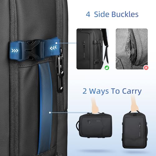 Travel Backpack for Men Women, 28L Airline Approved Carry On Backpack, 17 inch Water Resistant Business Laptop Backpack, Personal Item Luggage Bag for Weekender Hiking, Black