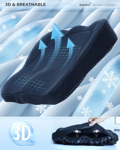 Gel Seat Cushion for Long Sitting(Enlarged & Thickened) Cooling Pressure Relief Seat Cushion for Wheelchair, Driving, Kayak, Office Desk Chair Seat Pad Gel for Heavy People Black16.9*14.5*2.75" - color: Black, size: 16.9*14.5*2.75in