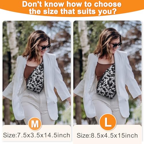 Pritent Crossbody Bags for Women Men Trendy Sling Bag Backpack Casual Chest Bag with Convertible Shoulder Strap - color: Cowprint, size: Medium