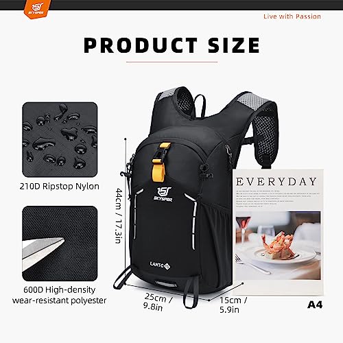 SKYSPER Small Hiking Backpack - 15L Travel Daypack Lightweight Bag Water Resistant Hiking Backpacks for Women Men - color: Lantc15-black, size: Small