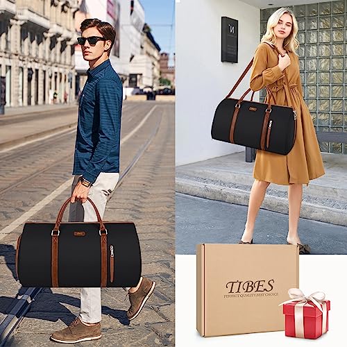 Convertible 2-in-1 Garment Bags for Travel, 50L Carry On Garment Duffle Bag With Shoe Compartment Large Weekender Bag for Women Men Hanging Suitcase Suit Travel Duffel Overnight Bags - color: 2-Black