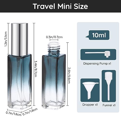 Segbeauty Refillable Perfume Bottle Travel, 5 Set of 10ML Pocket Glass Perfume Atomizer, Empty Fine Mist Mini Travel Bottles Set Cologne Atomizer Dispenser Fragrance Sprayer Cosmetic Container - color: Blue-silver, style: Mini Bottles