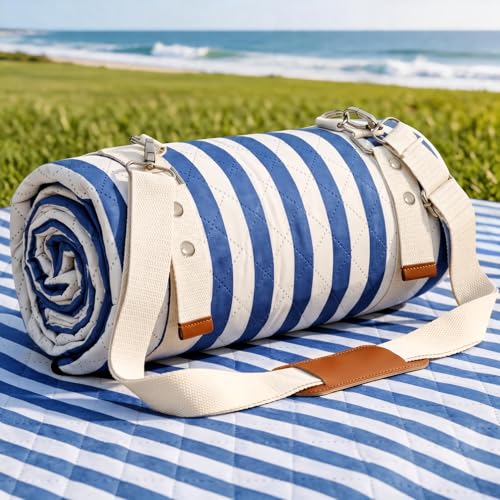 G GOOD GAIN Waterproof Picnic Blanket, 79"x79" Extra Large Beach Mat for 6 to 8 Adults, Machine Washable Outdoor Blanket for Camping, Grass, Park, Camping, Concerts, MiddleBlue - color: Middleblue
