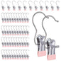 50PCS Space-Saving Clothespin, Portable 360° Rotating Stainless Steel Hanging Hook Clips Towel Clips,Laundry Hooks Hanging Clips with Clips for Home and Travel, Pink - color: Pink