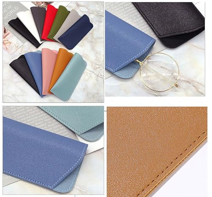 YYaaloa Soft Leather Glasses Sunglasses Cases 7x3 Inch PU Leather Travel Glasses Pouch for Women Men Kids - color: 6 Different Light Color