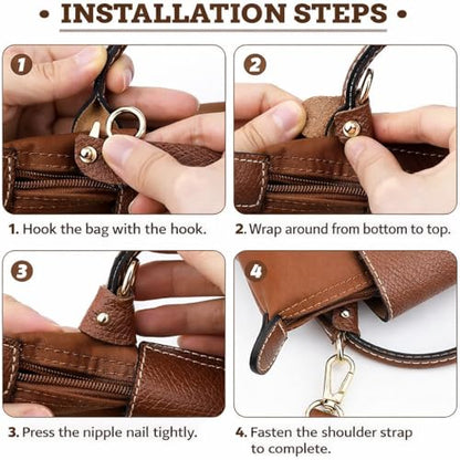 Chispee Leather Shoulder Strap Replacement Set, Adjustable Purse Strap Extender for Crossbody Bag Conversion - color: Wine Red