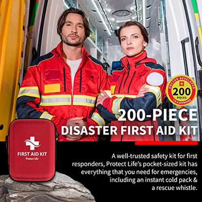 Protect Life Survival First Aid Kit for Home/Business, Camping Survival Kits | Mini Travel First Aid Kit | Camping Equipment | Small Kits for Car | Outdoor Emergency Survivals Pack - 200pcs - size: 200 Pieces Kit (Hard Case)