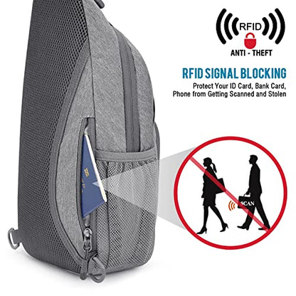 G4Free RFID Sling Bag Crossbody Backpack Small Chest Shoulder Bag Hiking Outdoor - color: Bright Grey (Ral 7035)