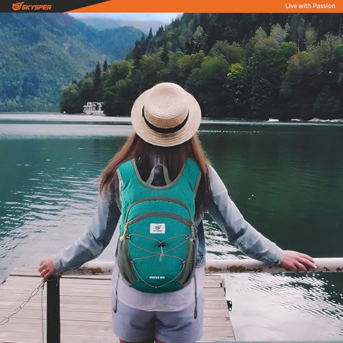 SKYSPER 15L/20L Foldable Hiking Backpack Lightweight Packable Travel Daypack with Chest Strap Small Folding Pack for Walking - color: Cyan, size: 20l