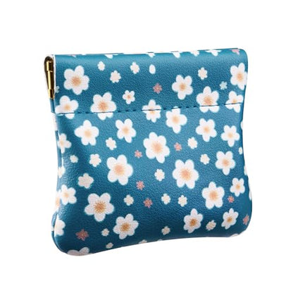 Travelambo Leather Squeeze Coin Purse Pouch Change Holder For Men & Women - color: Cute Floral
