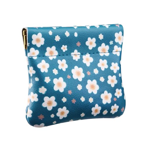 Travelambo Leather Squeeze Coin Purse Pouch Change Holder For Men & Women - color: Cute Floral