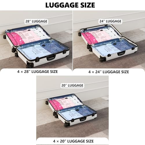 12 Pack Travel Vacuum Bags with Wireless Pump, Compression Packing Bags for Luggage and Suitcase, 3 Sizes (20/24/28 Inch) Space Save for Clothing Clothes