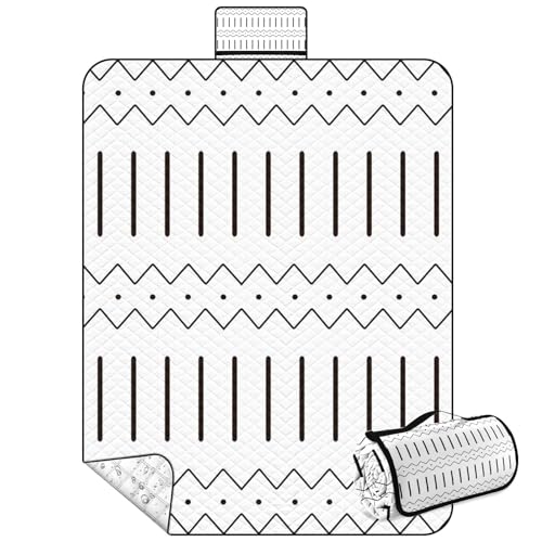 Waterproof Picnic Outdoor Blanket, 79" x 59" Sandproof Foldable Large Picnic Blanket for Beach, Camping, Park, Travel, Concert, Great Gift for Families and Couples (Simple Lines) - color: Simple Lines 02