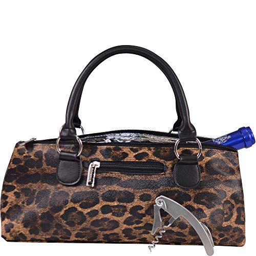 Primeware Wine Clutch Bag (Thermal Insulated) Trendy Women’s Carry Tote | Holds Red & White 750mL Bottles | Trendy Fashion | Incl. Portable Waiter-Style Corkscrew (Cougar) - color: Cougar