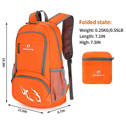FENGDONG 35L Lightweight Foldable Waterproof Packable Travel Small Hiking Backpack Daypack for men women - color: A1-orange-upgrade