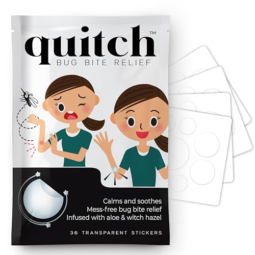 quitch Bug Bite Itch Relief Patches for Kids & Babies, Hydrocortisone Cream Alternative for Mosquito Bites, Drug-Free Anti-Itch Stickers for Summer Travel, Camp & Outdoor Play - size: 36 Count (Pack of 1)
