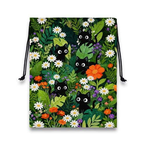 Gymnastics Cat Grip Bag Green Leaves Drawstring Gym Storage Bag for Gymnasts - color: Green Leaf Cat, size: 12"(H)*9.25"(W)