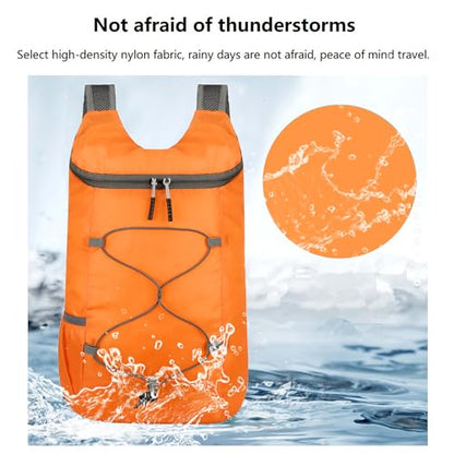 levayhill 16L Foldable Hiking Backpack,Small Packable Daypack,Orange | Lightweight ,Outdoor Collapsible Rucksack,Ultralight Folding Back Pack, Water Repellent, Men Women Travel Gym, Easy Carry-on - color: Orange