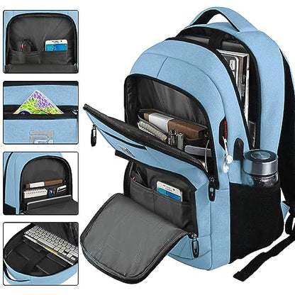 Volher Laptop Backpack,Business Travel Anti Theft Slim Durable Laptops Backpack,Water Resistant College Computer Bag for Women & Men Fits 15.6 Inch Laptop and Notebook-Pale Blue - color: Pale Blue, size: 15.6 Inch, style: Laptop