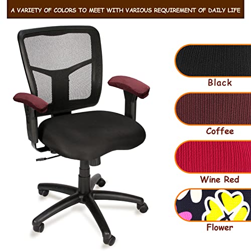 Trycooling 2 Pcs Polyester Removable Machine Washable Office Chair Armrest Slipcovers Covers (Length-30cm) (Black)