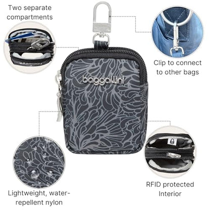 Baggallini womens On the Go Mini Pouch - color: Midnight Blossom Print