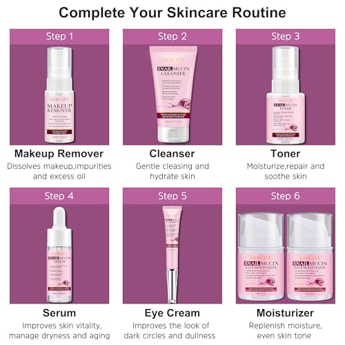 Christmas Gifts for Women,7 Pcs Skin Care Set,Hydrating Moisturing Repairing Soothing Snail Mucin Facial Skin Care Routine Kit for Dull Skin & Dry Skin,Skincare Gift Set Women - size: 7 PCS SET