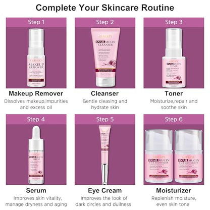 Christmas Gifts for Women,7 Pcs Skin Care Set,Hydrating Moisturing Repairing Soothing Snail Mucin Facial Skin Care Routine Kit for Dull Skin & Dry Skin,Skincare Gift Set Women - size: 7 PCS SET