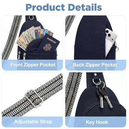 Anti Theft Sling Bag for Men & Women, Lightweight Puffer RFID Crossbody Bag for Travel, Commuting & City Walking, Hands-Free Everyday Essentials Bag Dark Blue - color: Dark Blue